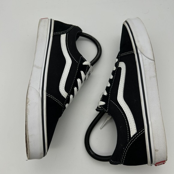 Vans Old Skool Shoes Youth Size 5 Black White Low Top Canvas Lace Up Skate